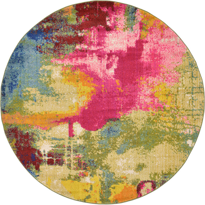 Rizer Washable Abstract Indoor Rug, Round 6'1"