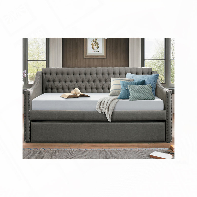 Miaja Daybed, Daybed, Upholstered Bed with Trundle, Twin, Dark Gray