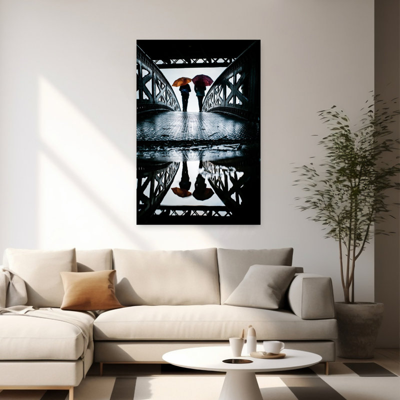 Parapluies, art mural abstrait contemporain, H 60 po x l 40 po