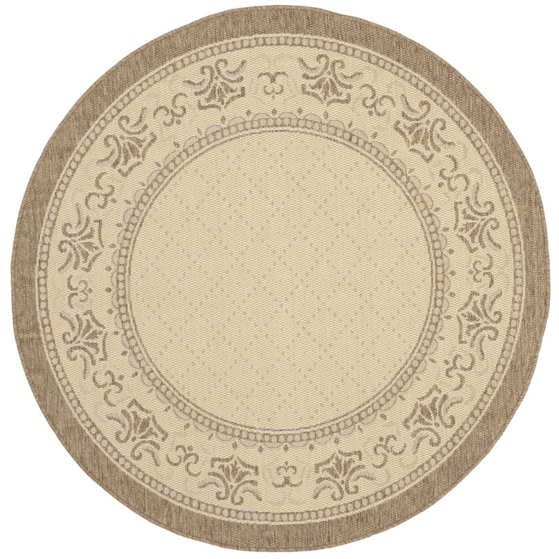 Bordeaux Oriental Natural/Brown Indoor / Outdoor Area Indoor/Outdoor Area Rug, Round 6'7"