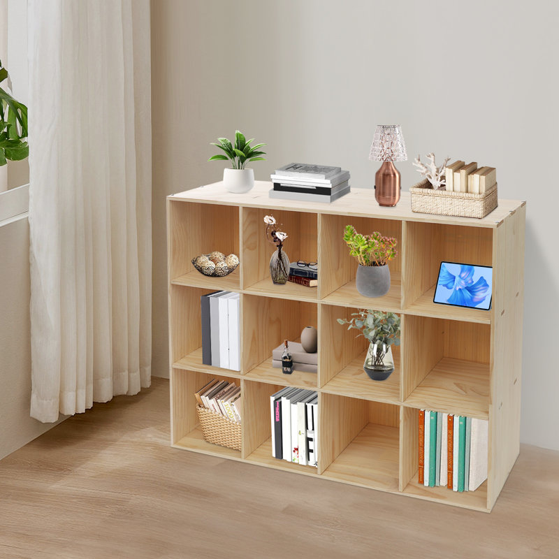 Vitrine 12 compartiments avec 3 tablettes rectangulaires et 3 compartiments, H 35,43 po x l 47,24 po x P 11,81 po