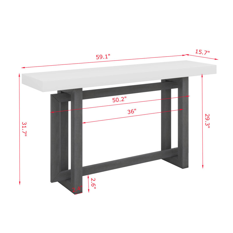 Console 59 "en bois massif, Blanc, Blanc
