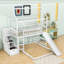 Lit superposé simple au-dessus d'un lit double en L avec glissade, escalier de rangement et échelle-1290793896
