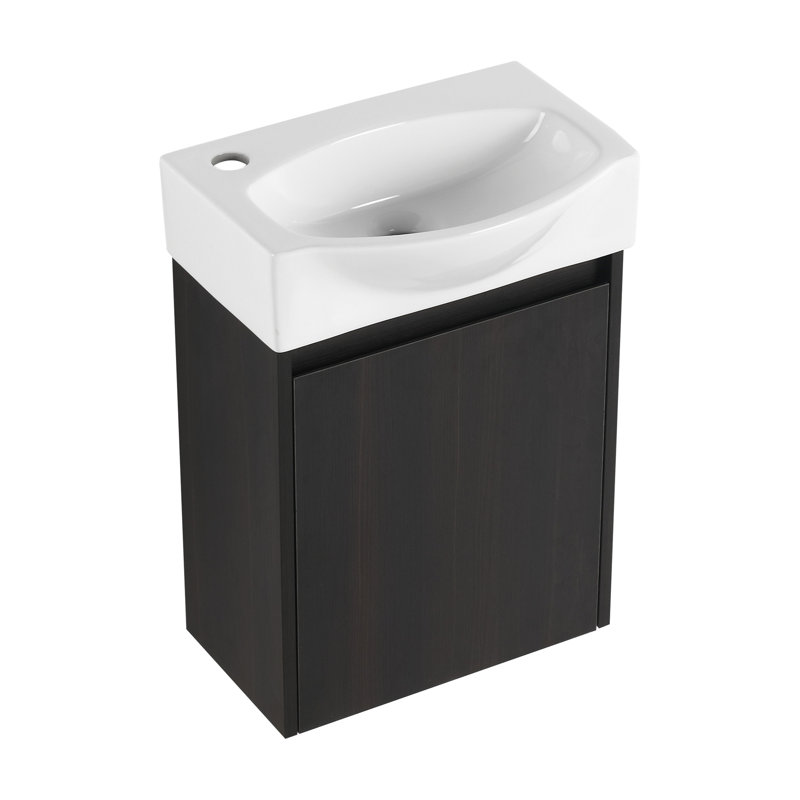 Meuble-lavabo peu encombrant avec construction robuste et rangement pratique, Noir, noir, noir, noir