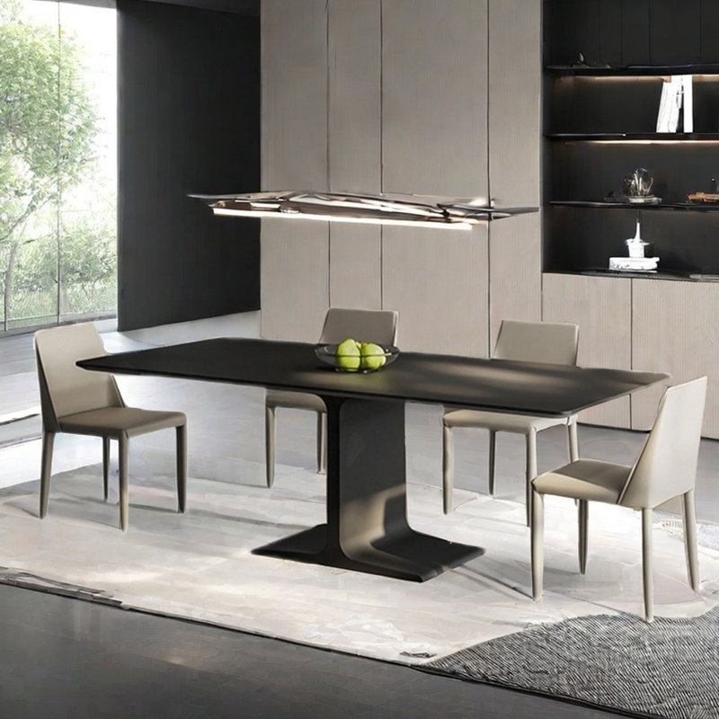 Ensemble de table de salle à manger italien simple noir mat, H 29,53 po x L 55,12 po x l 31,5 po