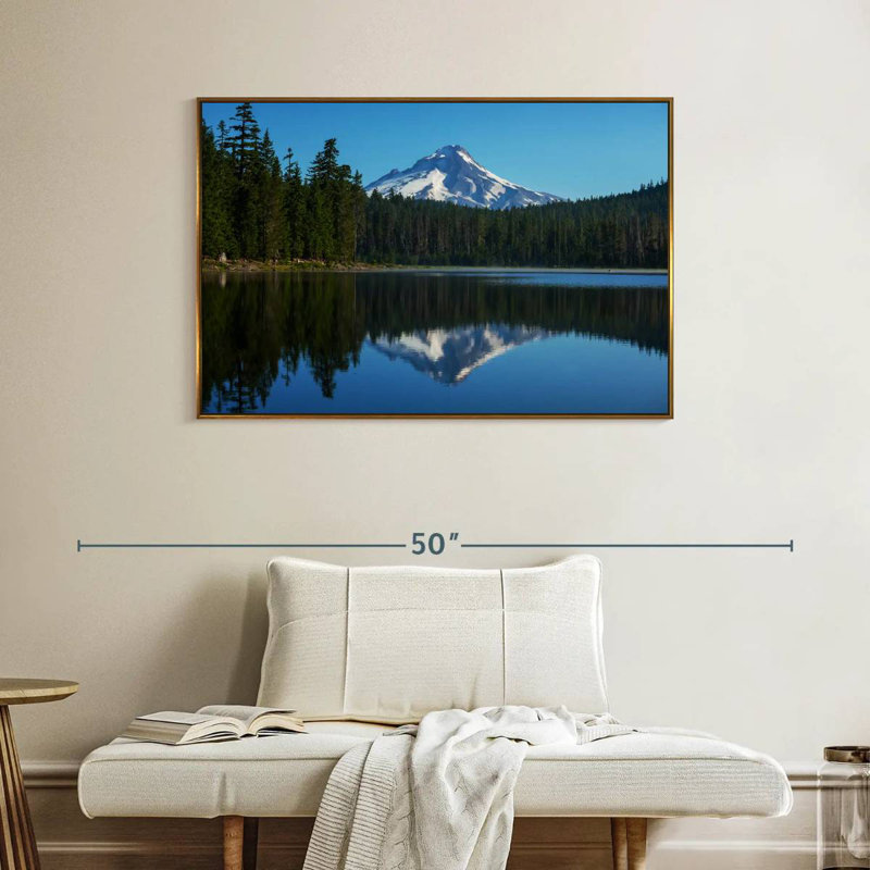 Mount Hood Reflection, Floating Frame Gold, 43" X 29"