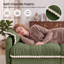 Canapé 2 places vert en chenille motif nuage, avec 2 poufs amovibles, coussins capitonnés et finis à pompons.-1148559885