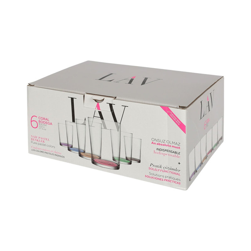 6x LAV Bodega Colour Base Highball Glasses - 520ml, Pack of 6