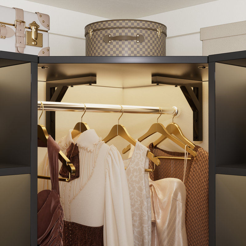 39" × 39" Large Corner Closet System With 12 Shelves & 2 Hanging Rods, White