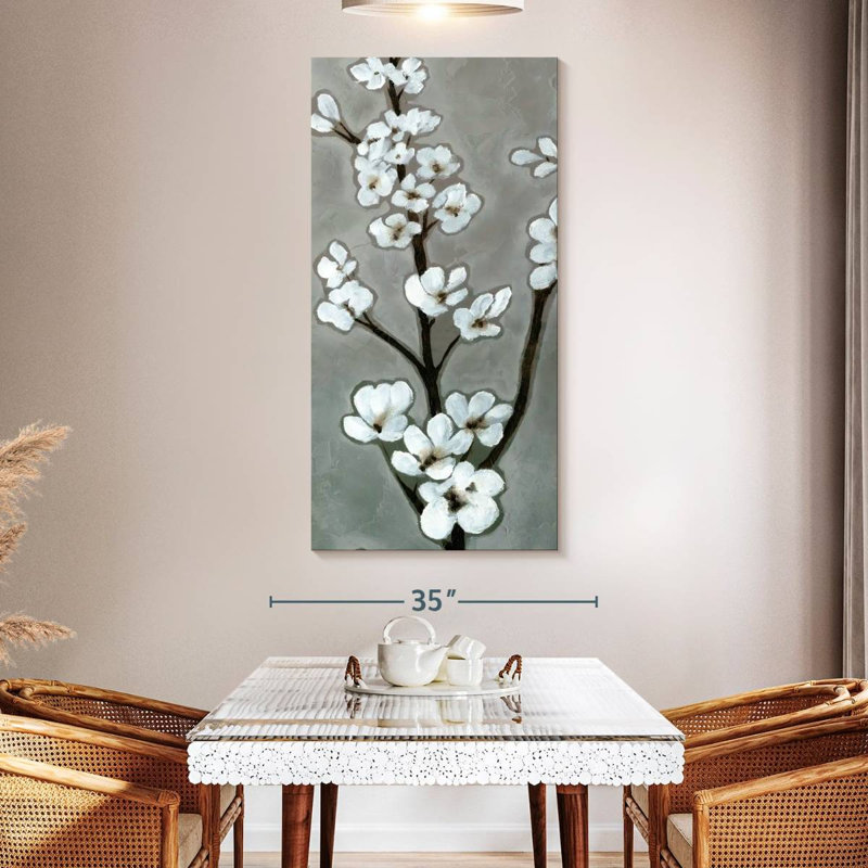 White Blossoms I, 30" H x 15" W