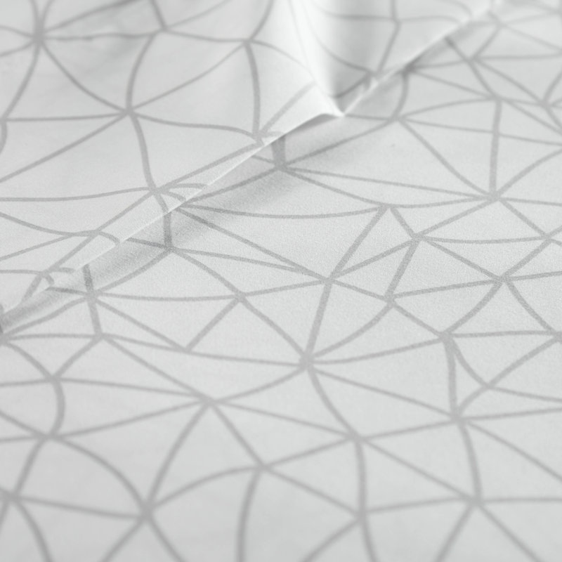 Twin XL White and Gray Geometric Microfiber Sheet Set