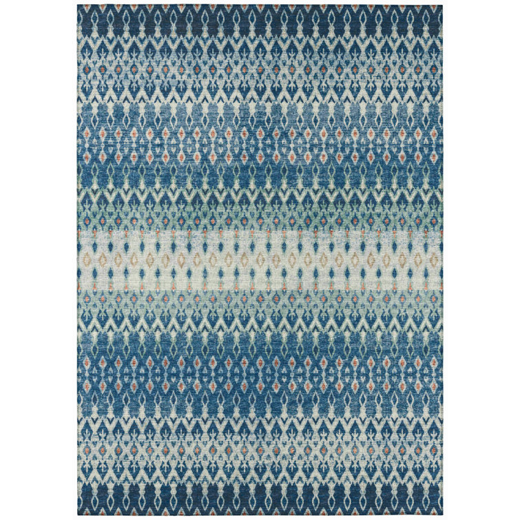 Abheer Performance Chenille Washable Ikat Indoor / Outdoor Rug