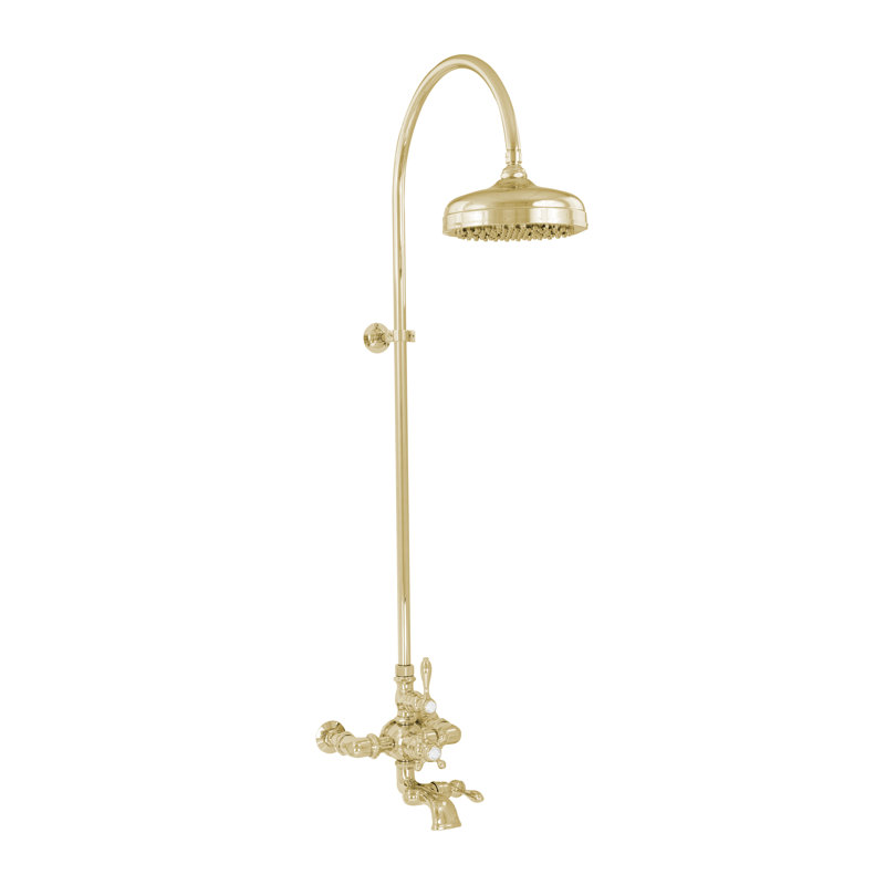 Système de douche thermostatique exposé 60 po mural avec poignées levier / croix 1,75 GPM