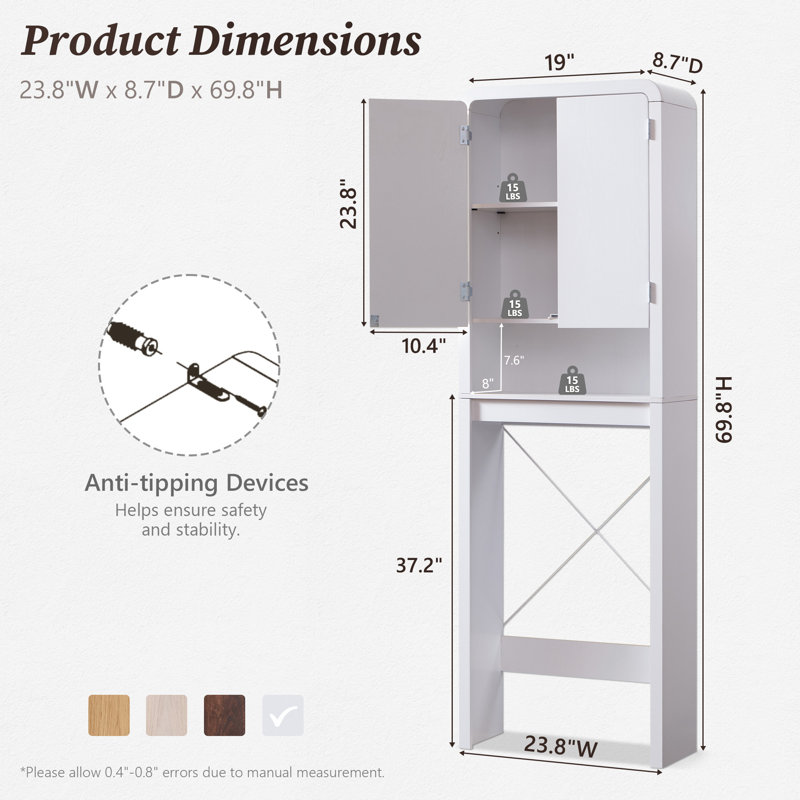 Armoire de salle de bain autoportante de 69 po de hauteur Apollo, Blanc