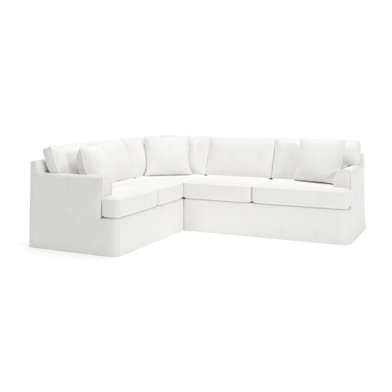 Canapé modulaire 2 pièces Conradina, Orienté à gauche (vu de face), Blanc sergé décoloré classique