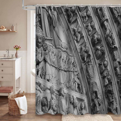 Rideau de douche mural avec 12 crochets
