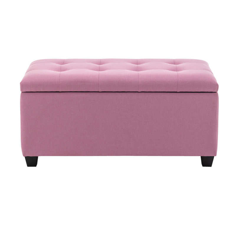 Teodula Fabric Upholstered Storage Bench, Pink