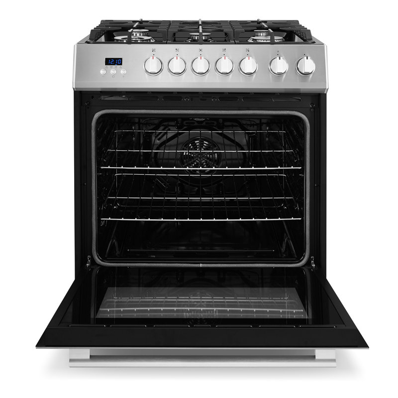 Cosmo 30 in. Nebula Collection 5.0 cu. ft. Gas Range, 5 Burners, Rapid Convection Oven, Cast Iron Grates in Stainless Steel