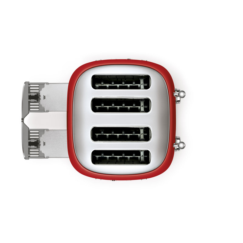 Smeg TSF03 50s Style Retro Four Slice Toaster, Red