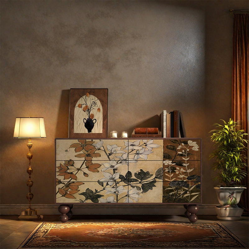 Armoire de rangement à six tiroirs, Noyer