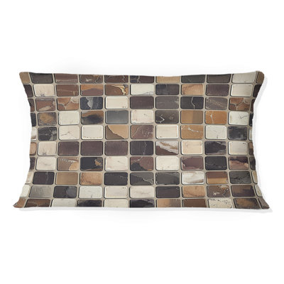 Brown Mosaic Tiles I - Modern Lumbar Pillow