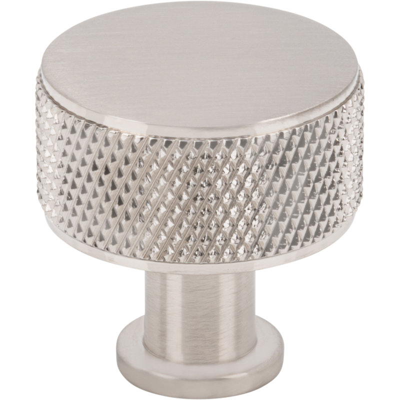 Beliza Cylindrical Knurled Knob, Brushed Satin Nickel, 1"