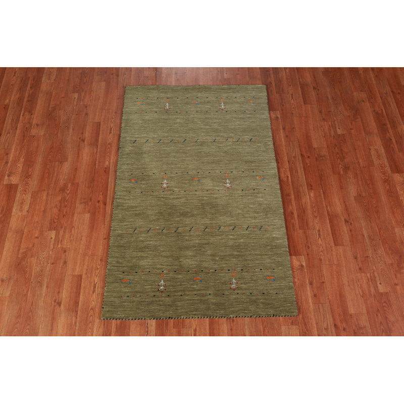 Tapis décoratif vert Gabbeh 3 x 5