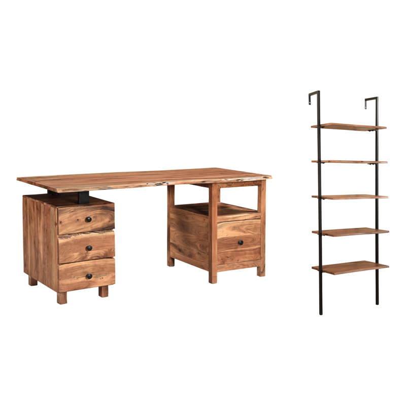 Bureau en bois massif Finneytown, Châtaignier