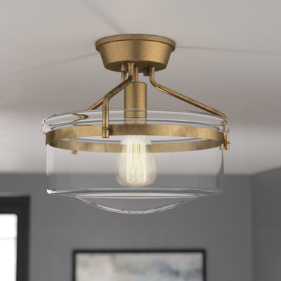 Meridian 1-Light Ceiling Light in Natural Brass