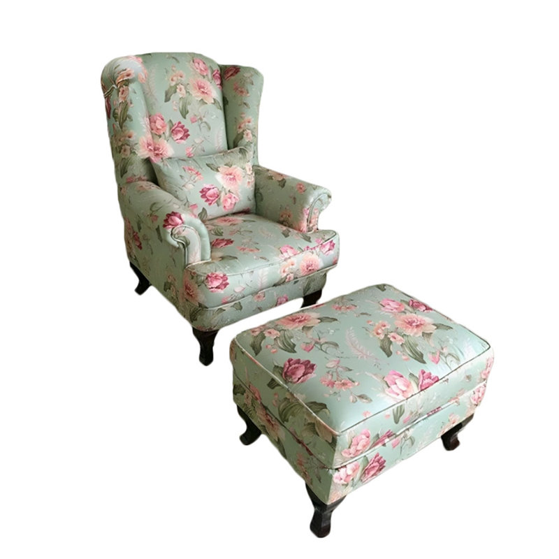 Alminas Upholstered Accent Chair with Ottoman