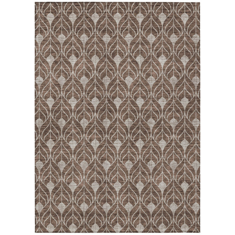 Tapis extérieur lavable géométrique 3 pi x 5 pi chocolat