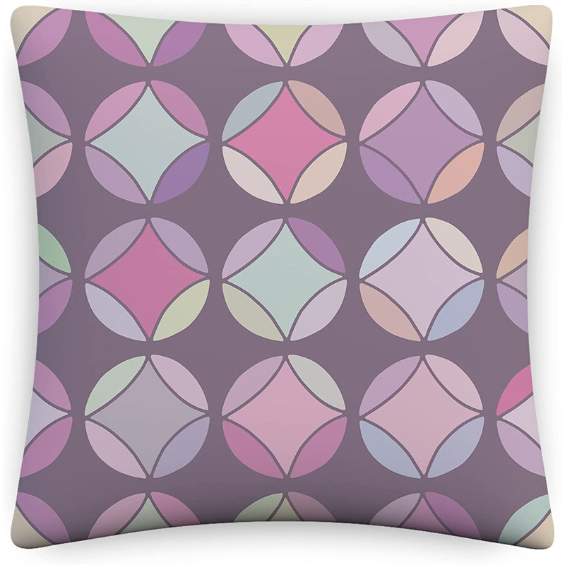 Indoor / Outdoor Geometric Purple Square Throw Pillow Cover, 40.6cm x 40.6cm