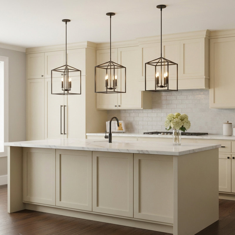 Lustre rectangulaire à 4 lumières Ellis, H 18,5 po x l 12,25 po x P 12,25 po, Non, Nuit noire