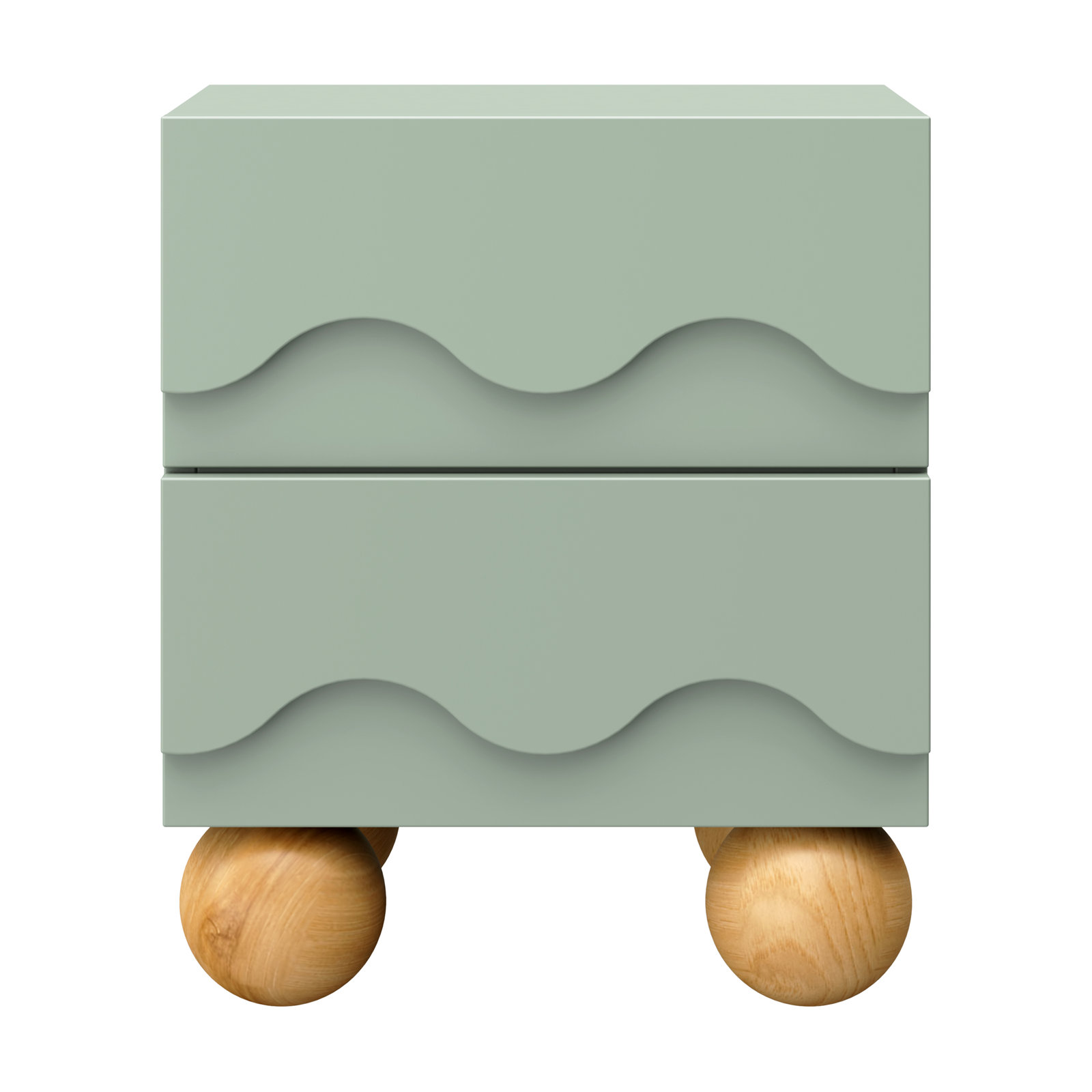 Lido Wave Assembled Nightstand, Light Sage/Honey
