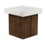 Table d'appoint carrée en oxyde de magnésium, plateau blanc antique et base naturelle, aucun assemblage requis, 18,86 po, naturel, utilisation polyvalente