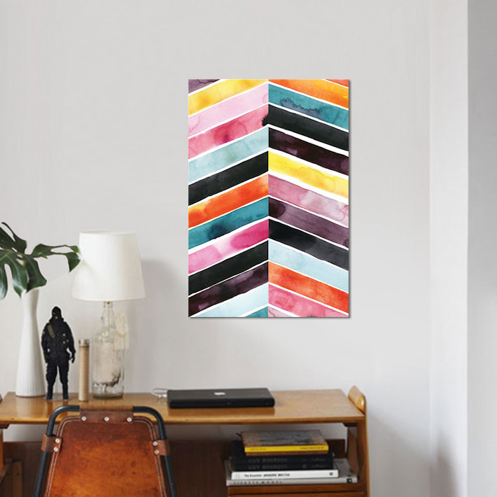 «Vivid Watercolor Chevron I» par Grace Popp - reproduction d'art sur toile tendue, H 12 po x l 8 po x P 0,75 po