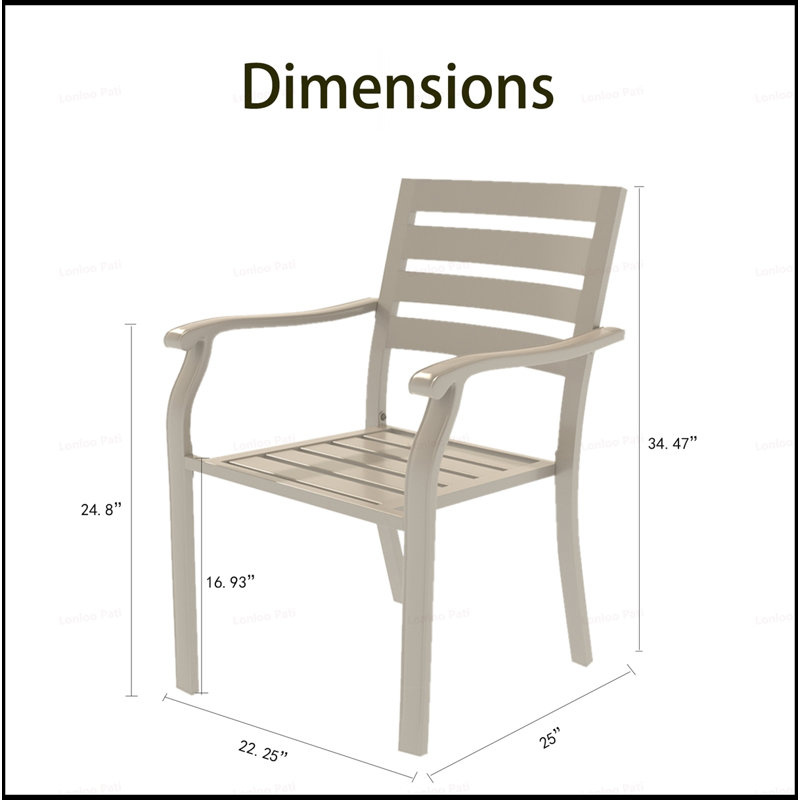 VRSHWO Iron Terrace Dining Chairs, Set Of 2, All-Weather Outdoor Metal Chairs For Gardens, Terraces, And Pools, Beige