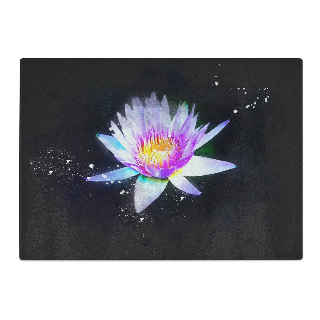 Tempered Glass Water Lily Paint Splash Chopping Board