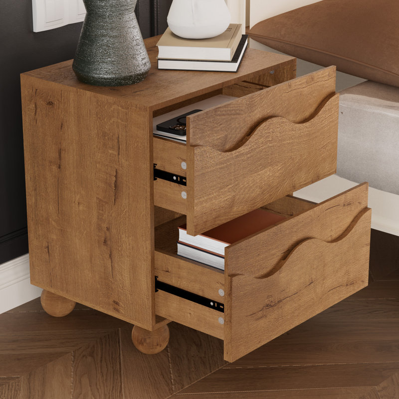 Table de chevet 2 tiroirs l 19,7 po, Naturel