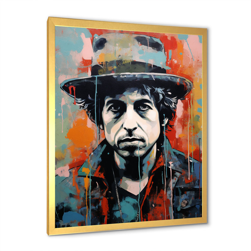 Dylan In Denim Portrait I - Portrait, reproduction d'art sur toile_105756, Encadrement doré, H 20 po x l 12 po x P 1 po