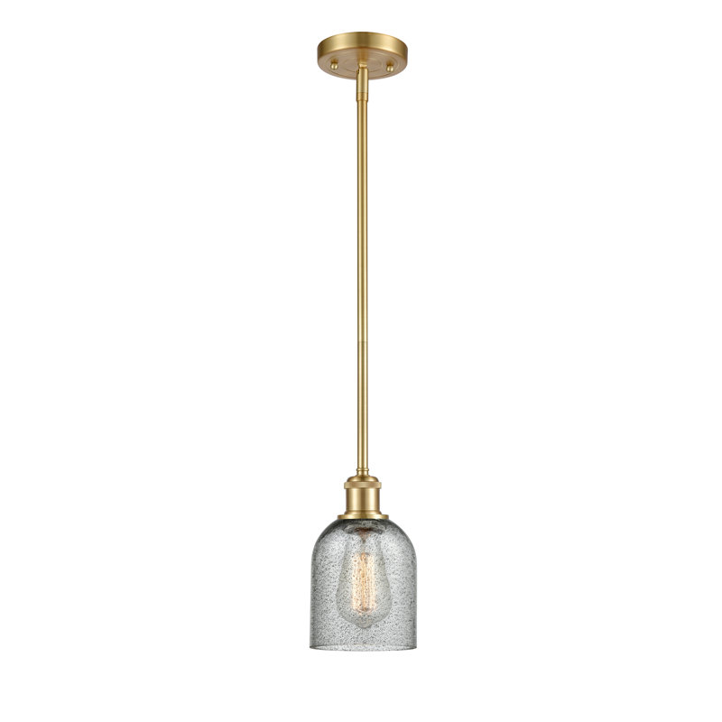 Luminaire suspendu en forme de cloche à 1 lumière Odele, Anthracite, Or satiné, Ampoule DEL 6 watts Vinage