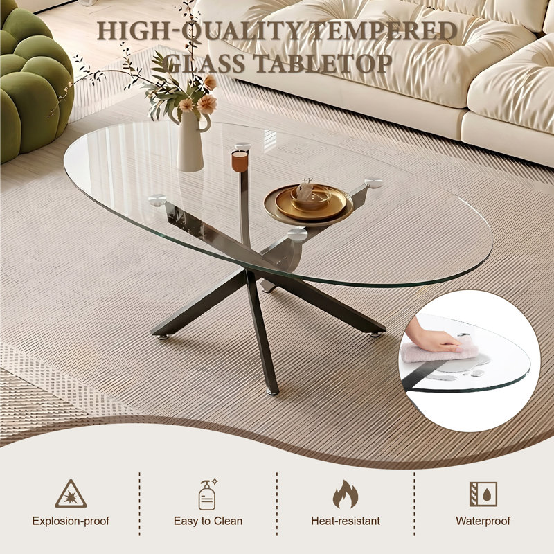Table basse OVAL, Transparent/noir