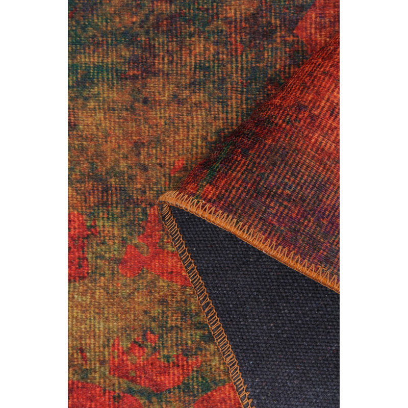Tapis décoratif rayé orange et vert, Rectangle 9 pi 11 po x 13 pi 2 po