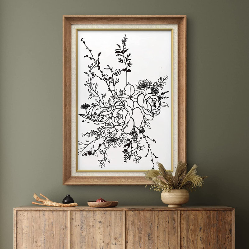 Bouquet de fleurs - peinture sur toile encadrée, Naturel