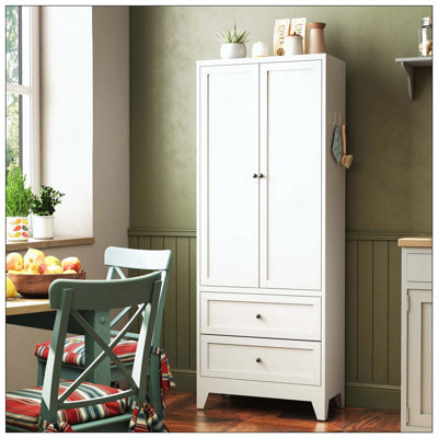 Armoire de garde-manger avec 2 tiroirs, armoire de rangement de cuisine autoportante avec tablettes réglables, organisateur robuste pour les épices, vaisselle, petits appareils de cuisine, garde-manger, salle à manger