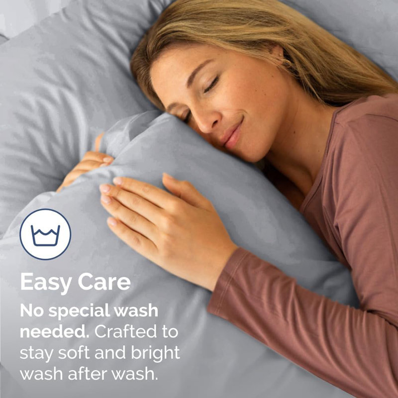 Microfiber Pillowcase Set of 2, Soft Double Brushed Pillow Covers, Breathable & Easy Care, Steel Blue, Queen