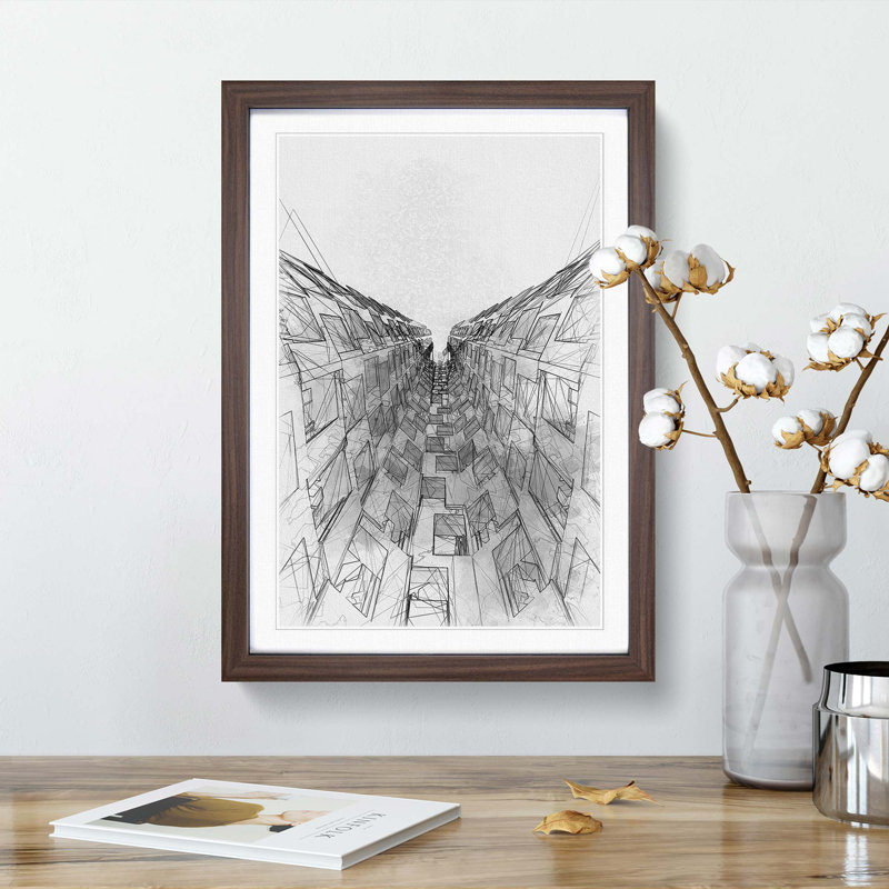 Sketching the Architecture Vol.61 - Picture Frame Drawing Print, 65cm H x 48cm W x 2cm D, Walnut Framed