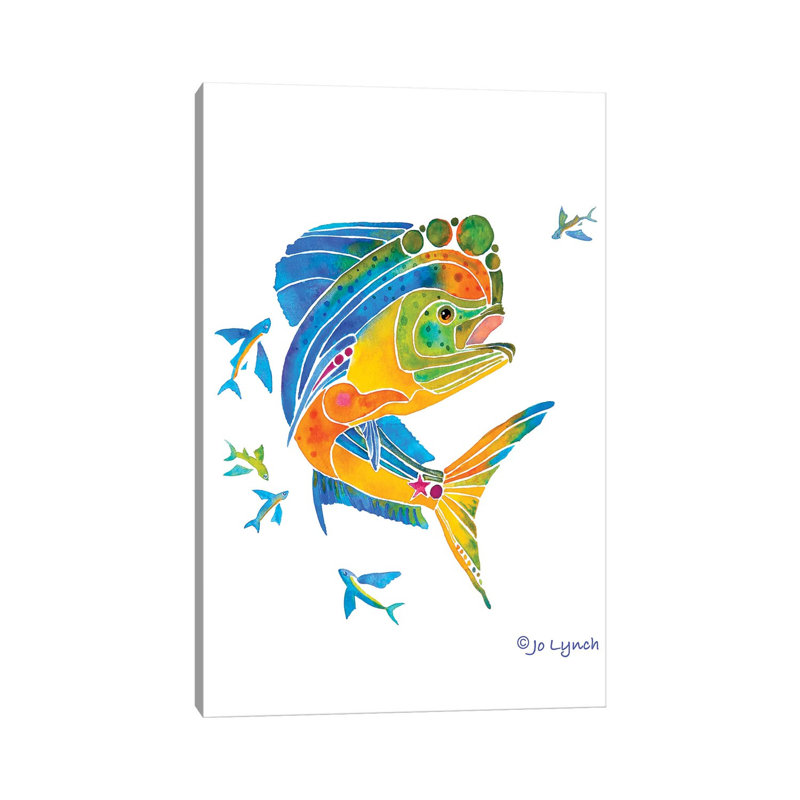 " Mahi Sport Fish " by Jo Lynch Painting Print, 12" H x 8" W x 0.75" D