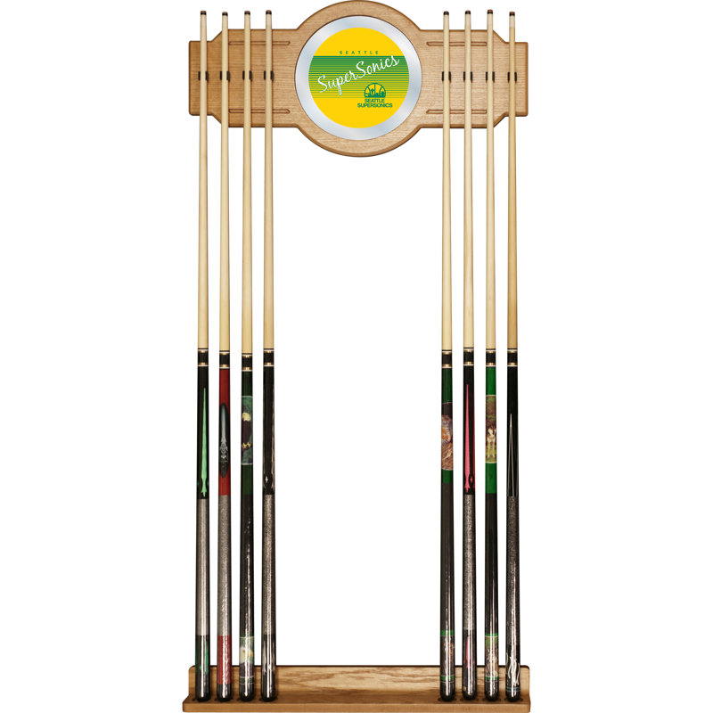 Support à queue de billard avec miroir nba, Super Sonics de Seattle, L 30 po x l 12 po