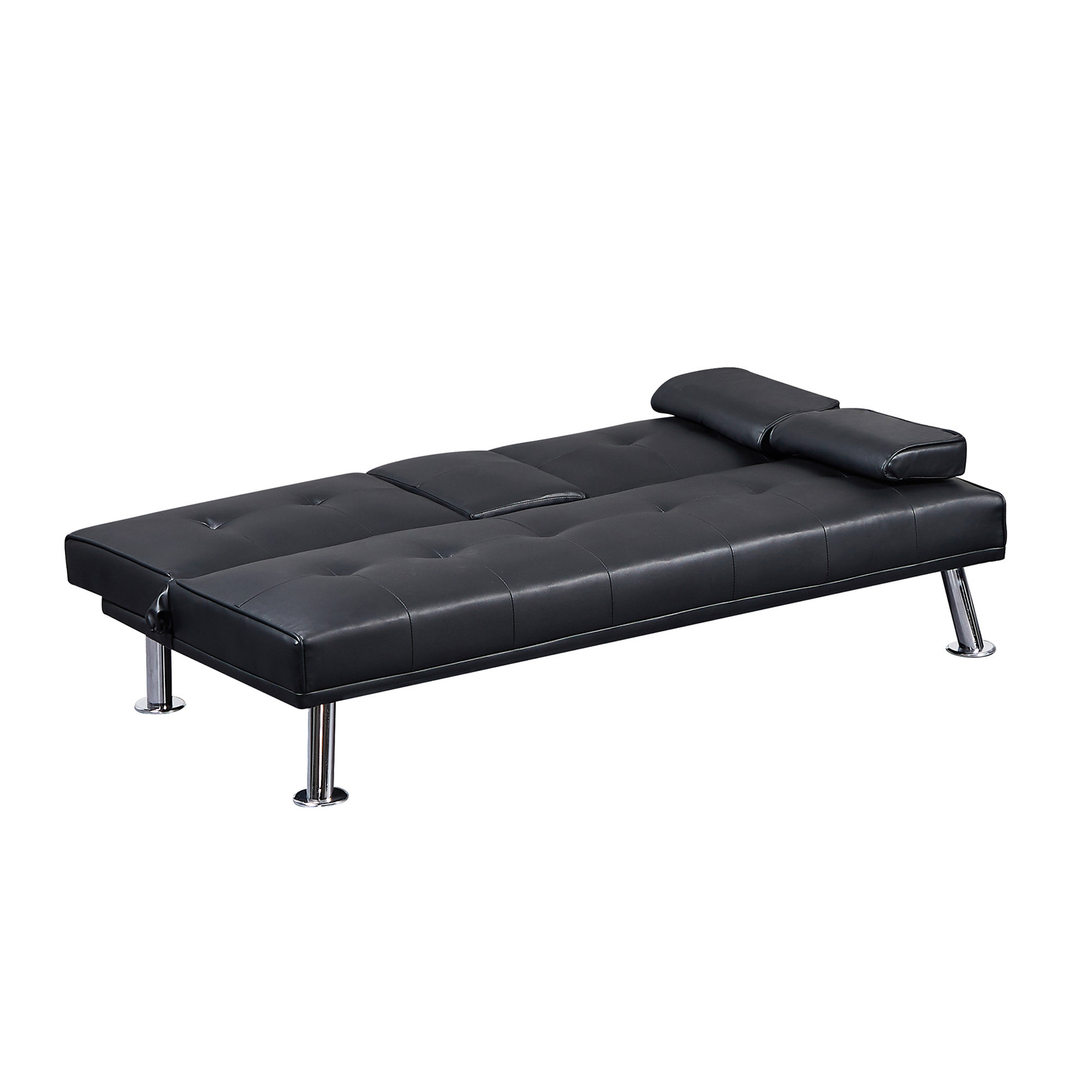 Ebern Designs Jaquan 65.75'' Faux Leather Tufted Convertible Sofa | Wayfair